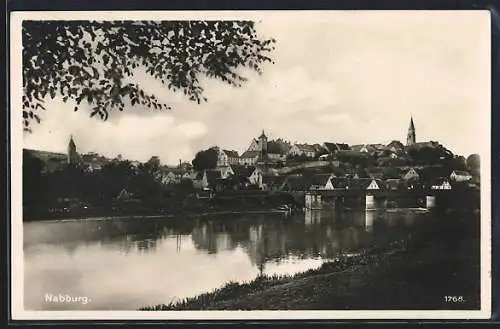 AK Nabburg, Blick über den Fluss zur Ortschaft