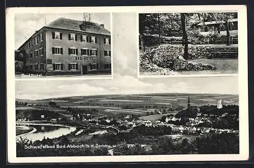 AK Bad Abbach, Bad Hotel, Schwefelquelle, Ortspanorama