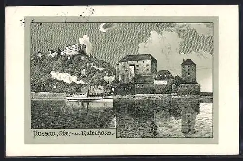 Künstler-AK Passau, Ober- und Unterhaus