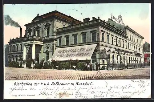 Lithographie Wien-Nussdorf, Bierhallen der k. u. k. Hofbrauer