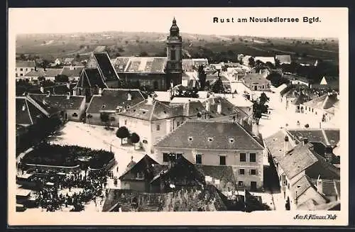 AK Rust am Neusiedlersee, Ortsansicht mit Stadtplatz aus der Vogelschau