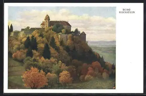 Künstler-AK Bernstein /Burgenland, Blick auf die Burg