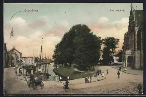 AK Oldenburg / O., Stau mit Post