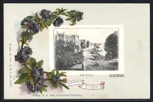 AK Oldenburg / O., Strassenpartie am Stau