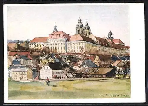 Künstler-AK Linz a.d.Donau, Brucknerstift St. Florian