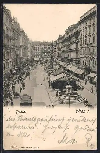 AK Wien, Graben mit Cafe und Pestsäule