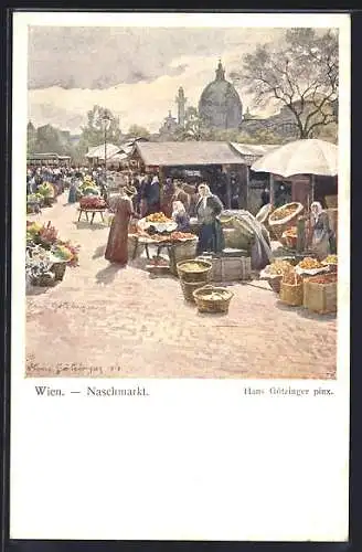 Künstler-AK Wien, Blick auf den Naschmarkt
