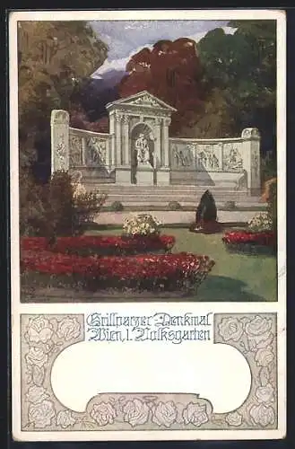 AK Deutscher Schulverein Nr.814: Wien, Grillparzer-Denkmal im Volksgarten