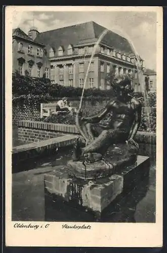 AK Oldenburg i. O., Skulptur auf dem Stautorplatz