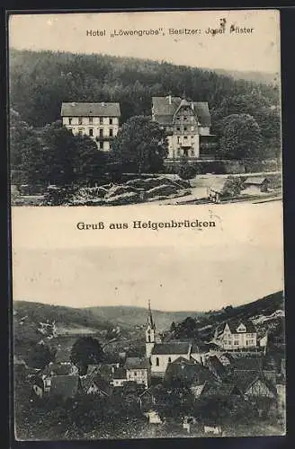 AK Heigenbrücken, Gesamtansicht, Hotel Löwengrube