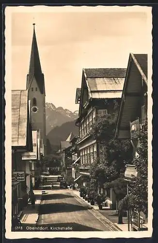 AK Oberstdorf / bayr. Allgäu, Kirchstrasse mit Hotel Löwen