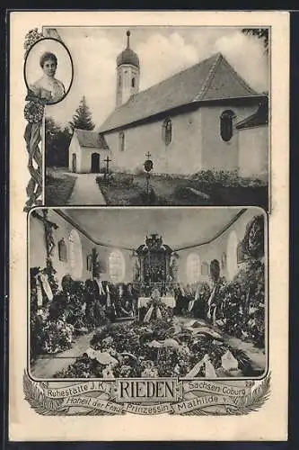 AK Rieden / Starnberg, Kirche, Ruhestätte I. K. Hoheit der Frau Prinzessin Mathilde v. Sachsen-Coburg