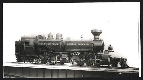 Fotografie EisenbahnThe Booth Kelly Lumber Company, Spezial-Dampflok mit Doppel-Kessel, später Foto-Abzug