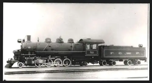 Fotografie Eisenbahn F. C. De P., Dampflok, Tender-Lokomotive Nr. 52, später Foto-Abzug