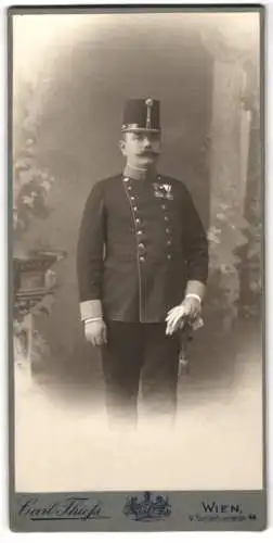 Fotografie Carl Thiess, Wien, K.u.K. Soldat in Uniform mit Orden an der Brust