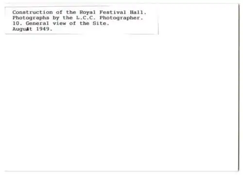 41 Fotografien L. C. C., London, Ansicht London, Bau der Royal Festival Hall 1949-1951, Baustelle