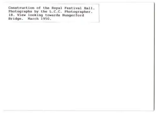 41 Fotografien L. C. C., London, Ansicht London, Bau der Royal Festival Hall 1949-1951, Baustelle