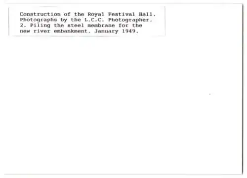 41 Fotografien L. C. C., London, Ansicht London, Bau der Royal Festival Hall 1949-1951, Baustelle