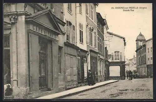 AK Charmes-sur-Moselle, Vue de la Grande Rue avec le Café de Paris