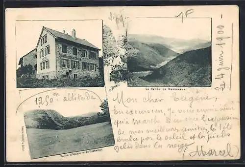 AK Ballon d`Alsace, Vue de la vallée de Massevaux et du Ballon d`Alsace à 1250m d`altitude