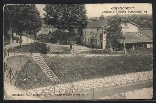 AK Girancourt, Boucherie-Épicerie Paccagnini et paysage environnant