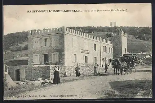 AK Saint-Maurice-sur-Moselle, Hôtel de la Jumsererie avec calèche à l`entrée