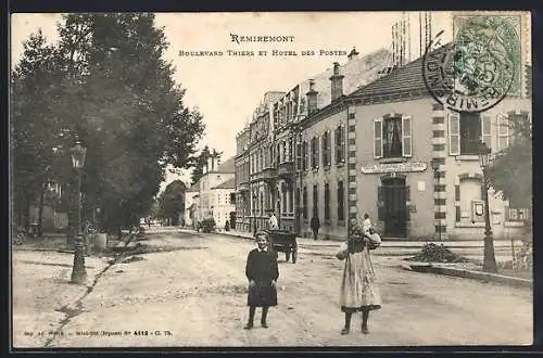 AK Remiremont, Boulevard Thiers et Hôtel des Postes