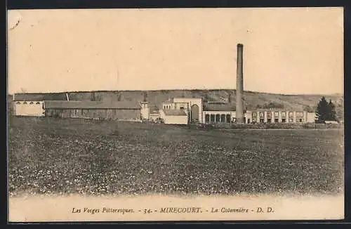 AK Mirecourt, La Colonbière, Usine et cheminée industrielle