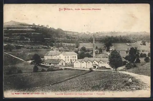 AK Le Ménil, Vue sur la vallée supérieure des Gouttes et la filature