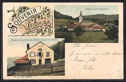 AK Saulcy, Vue du village et Maison forestière au col du Hantz