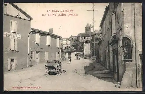 AK Saint-Juéry, Rue animée avec charrette près d`Albi