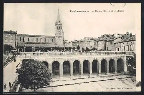 AK Puylaurens, les Halles, l`eglise et le Clocher