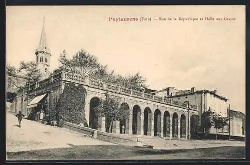 AK Puylaurens, Rue de la Republique et Halle aux Grains