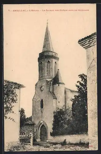 AK Andillac, L`Eglise, Le Caveau des Guérin sous le Feuillage