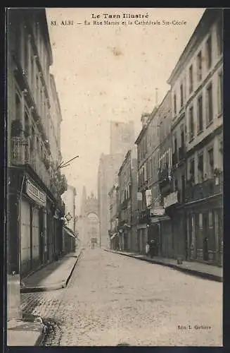 AK Albi, La Rue Mariés et la Cathédrale Ste-Cécile