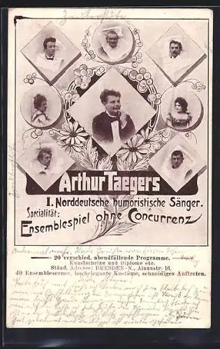 AK Arthur Taegers 1. Norddeutsche humoristische Sänger