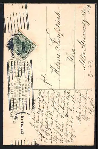 Lithographie Reisender beim Wein in einem Gasthof am Rhein