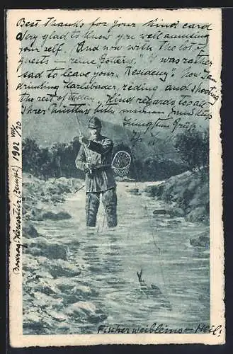 AK Fliegenfischer beim Angeln im Fluss