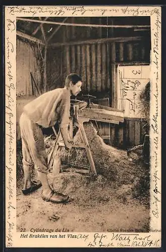 AK Cylindrage du Lin, Herstellung von Leinen