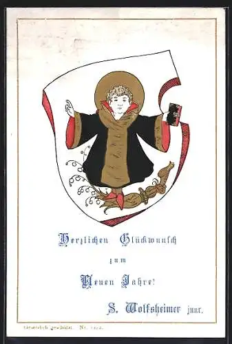 Künstler-AK Münchner Kindl mit Goldakzenten, Geburtstagskarte