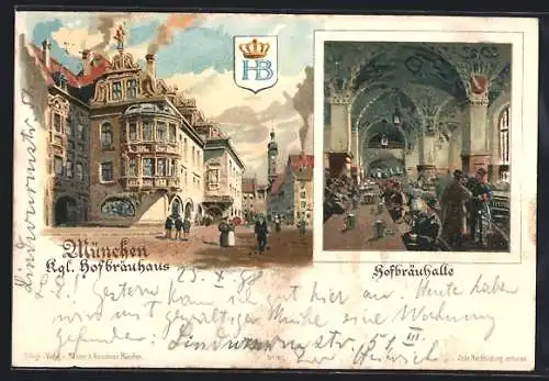 Lithographie München, Ansichten des Münchner Hofbräuhauses