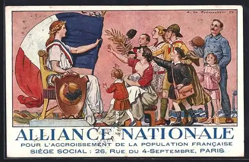 Künstler-AK Alliance Nationale, Pour l`Accroissement de la Population Francaise