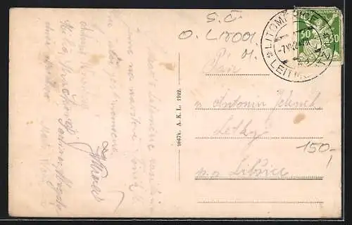 AK Leitmeritz / Litomerice, Ortsansicht mit Dampfer Kaiser Wilhelm