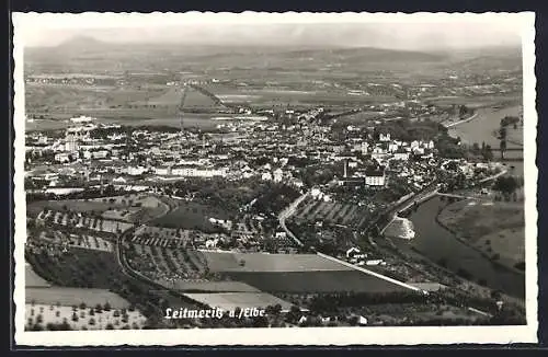 AK Leitmeritz a. Elbe, Ortsansicht aus der Vogelschau