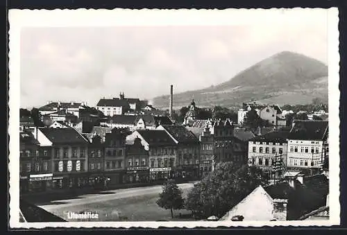 AK Litomerice, Teilansicht mit Berg