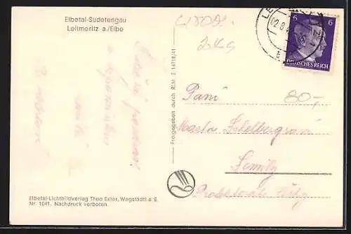 AK Leitmeritz a. Elbe, Uferpartie mit Dampfern