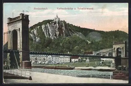 AK Bodenbach, Kettenbrücke und Schäferwand