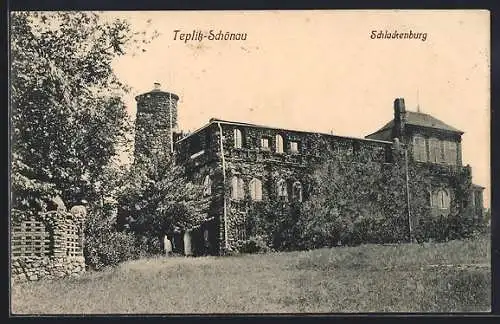 AK Teplitz-Schönau, Blick auf die Schlackenburg