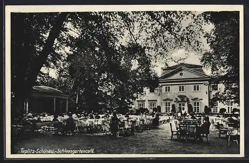 AK Teplitz-Schönau, Blick ins Schlossgartencafé