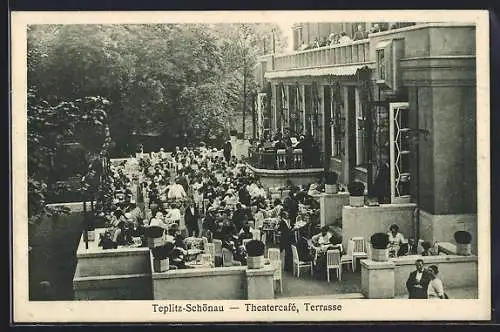 AK Teplitz-Schönau, Terrasse des Theatercafés